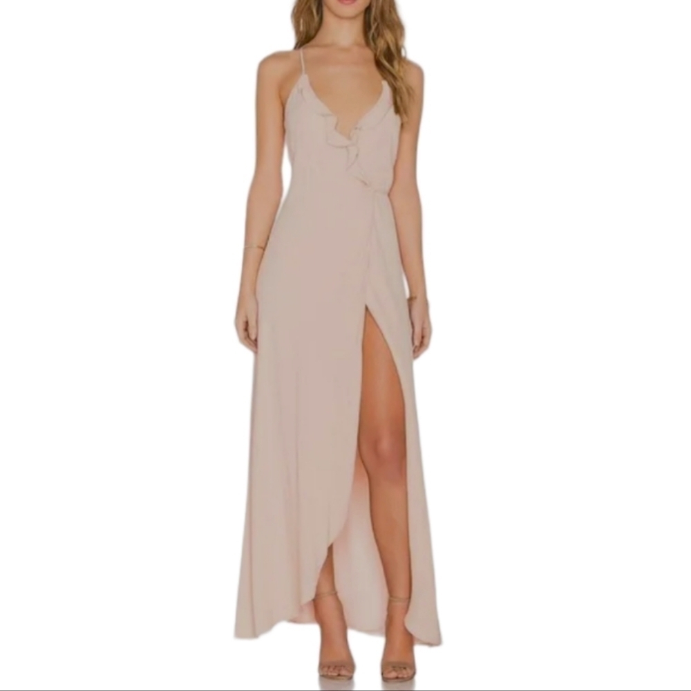 LOVERS + Friends nude Nostalgia Wrap Maxi dress size Medium